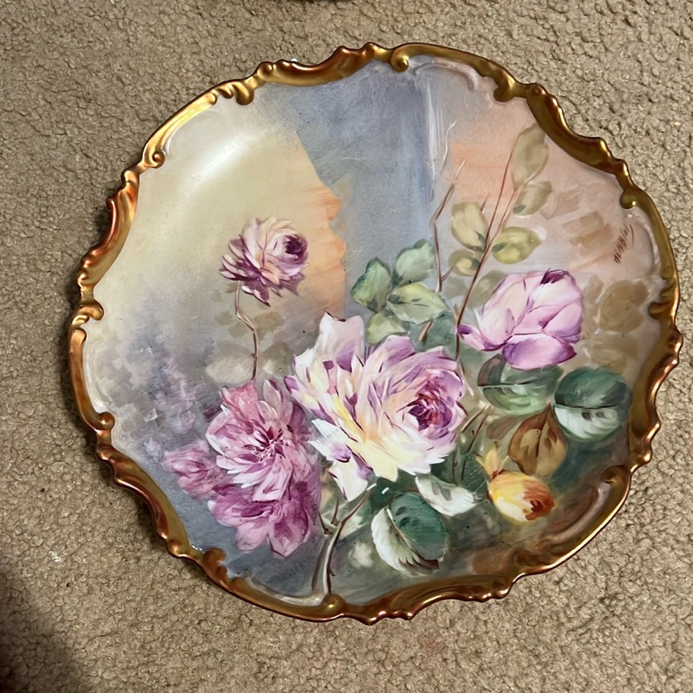 Limoges France large hand painted plate - 12 inch